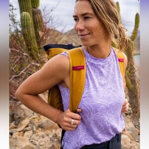 Title Nine Ravine Muscle Tank Top Woodlands Purple & White Outdoor Quick Dry L